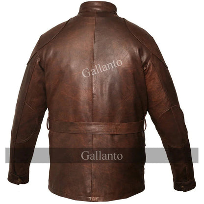 Men's Biker Jackets Benjamin Button Premium Long Leather Jacket