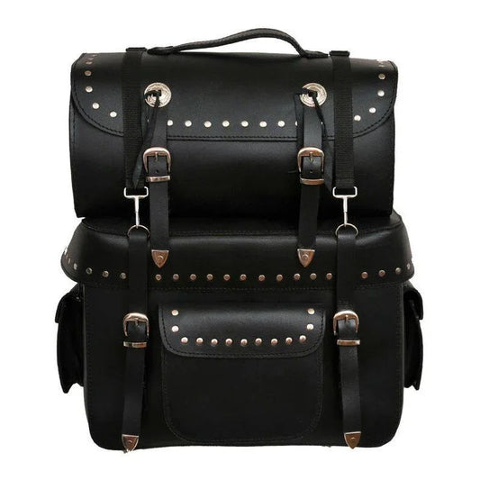 Large Leather Bike Saddle Bags for Motorcycle Touring