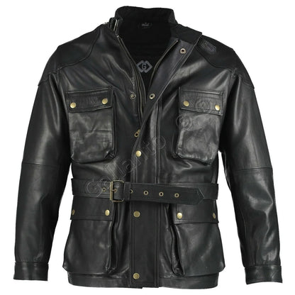 Men's Biker Jackets Benjamin Button Premium Long Leather Jacket