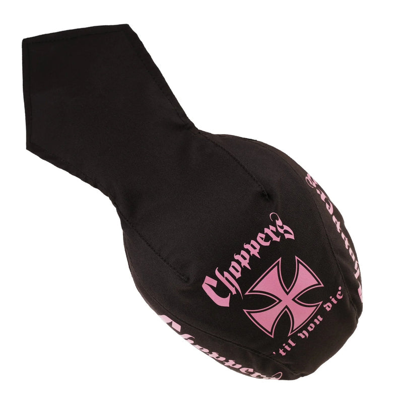 badana iron cross choppers textile headwrap white & pink
