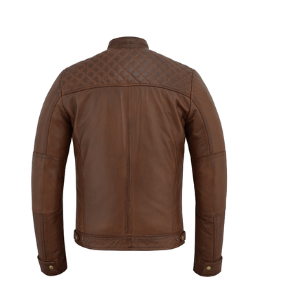 Mens Black Leather Jacket Real Leather Quilted Shoulder Design