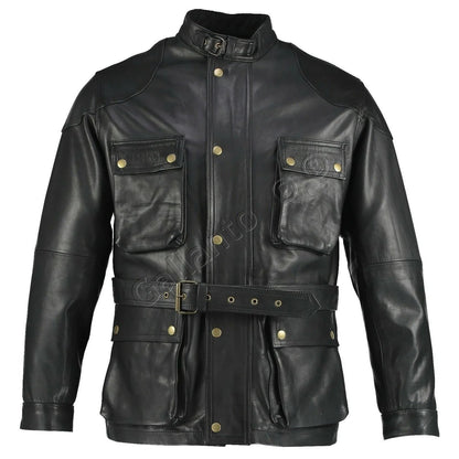 Men's Biker Jackets Benjamin Button Premium Long Leather Jacket