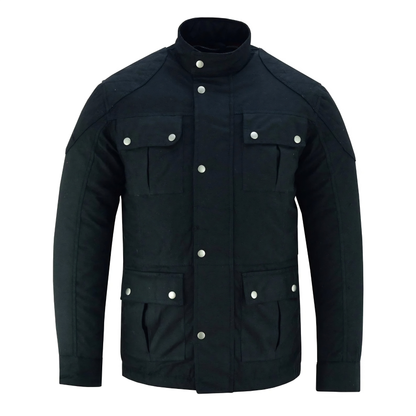 Waxed Cotton Biker Jacket – Vintage Armoured Motorcycle Coat