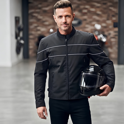 Mens Armoured Black Cordura Motorcycle Jacket Fabric Biker Jacket