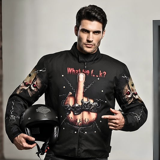 Black Fabric Biker Jacket for All Season Motorcycle Riding