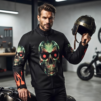 Flames & Skull Best Fabric Motorcycle Jacket in Cordura Textile