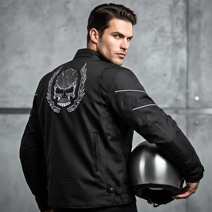 Mens Armoured Black Cordura Motorcycle Jacket Fabric Biker Jacket