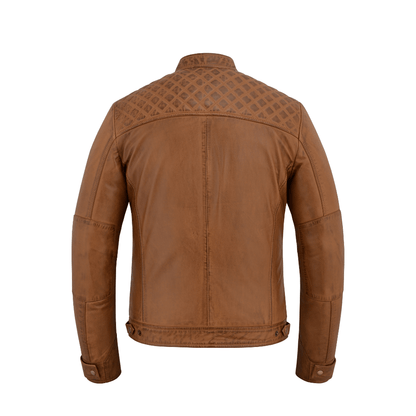 Mens Black Leather Jacket Real Leather Quilted Shoulder Design