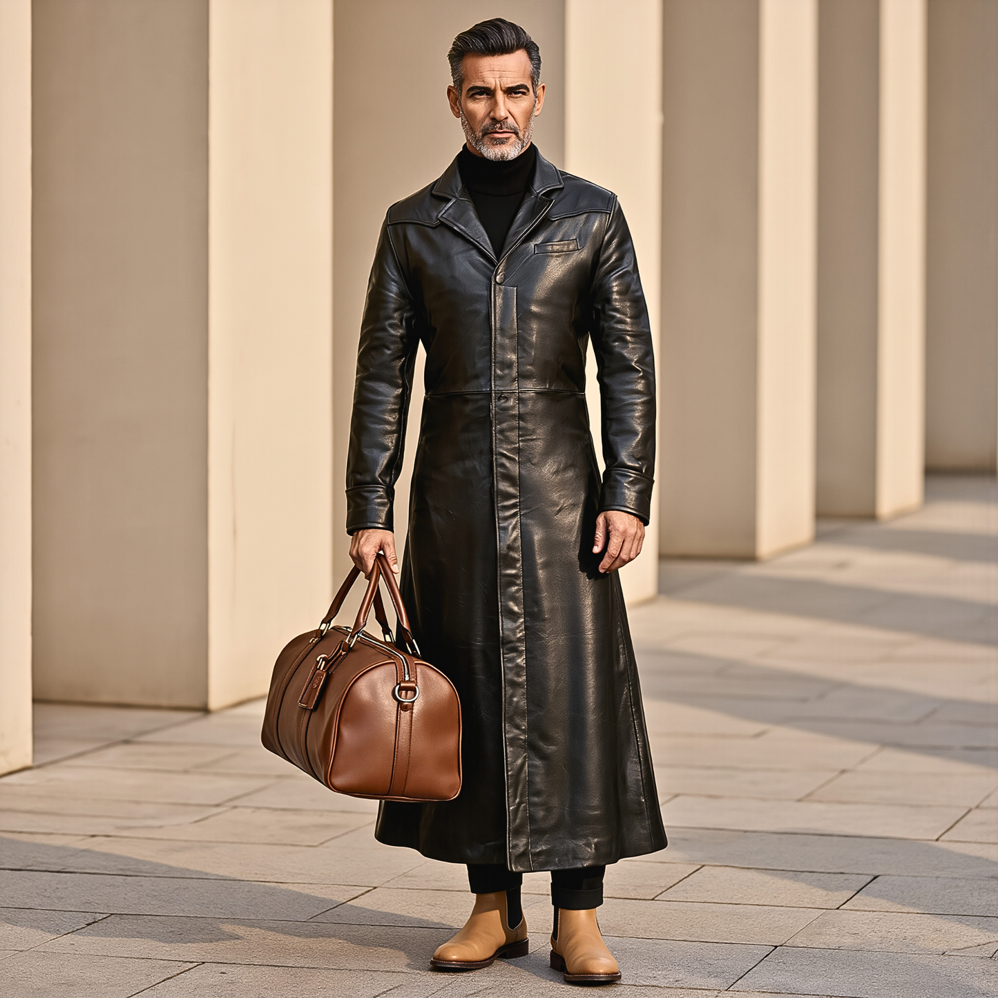 trench coat men – matrix neo genuine leather gothic long coat