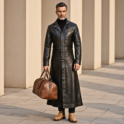 Trench Coat Men – Matrix Neo Genuine Leather Gothic Long Coat