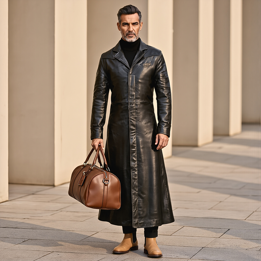 Trench Coat Men – Matrix Neo Genuine Leather Gothic Long Coat