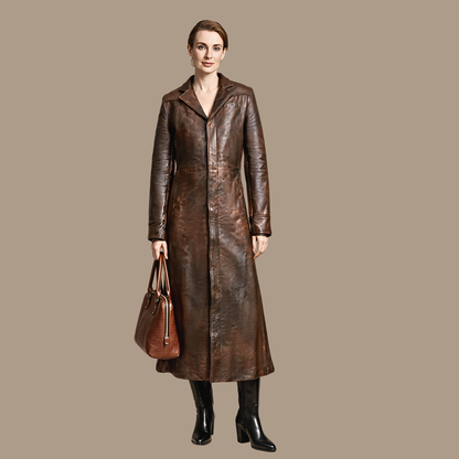 Trench Coat Women – Matrix Neo Gothic Long Leather Coat