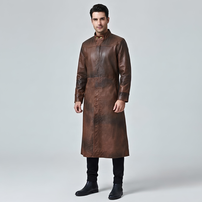 Leather Trench Coat – Neo Matrix Men's Full-Length Gothic Coat