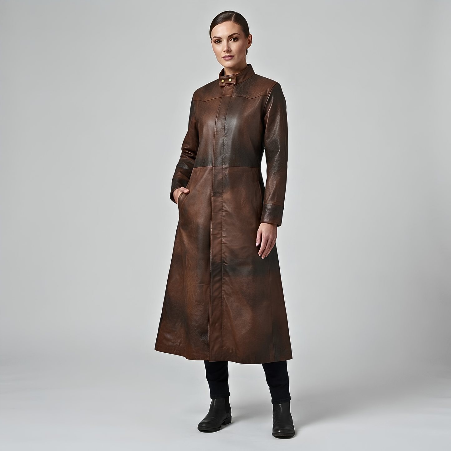 female trench coat – neo matrix gothic long leather coat for women