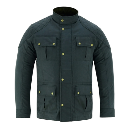 Waxed Cotton Biker Jacket – Vintage Armoured Motorcycle Coat