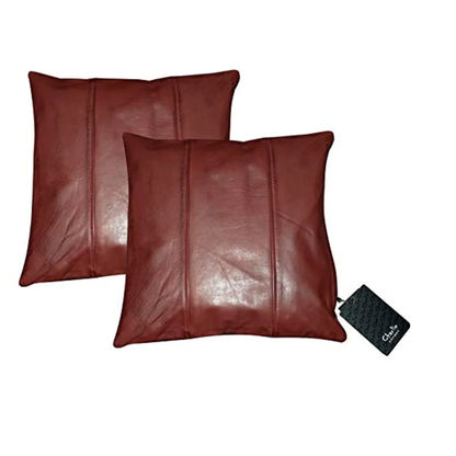 Genuine Leather Cushion Covers Striped Style-Set of 2