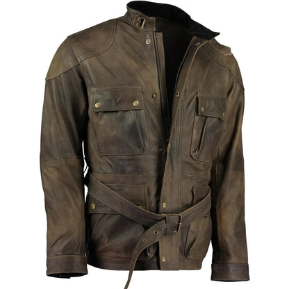 Men's Biker Jackets Benjamin Button Premium Long Leather Jacket