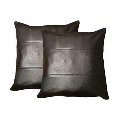 Genuine Leather Cushion Covers Striped Style-Set of 2