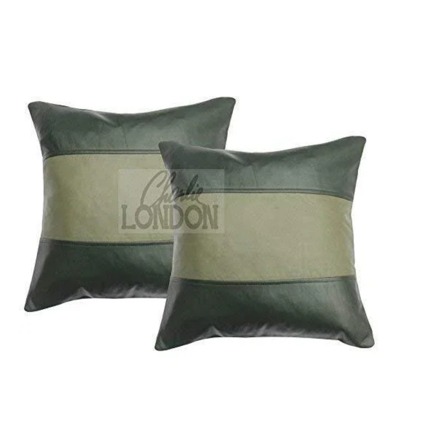 genuine leather cushion covers striped style-set of 2