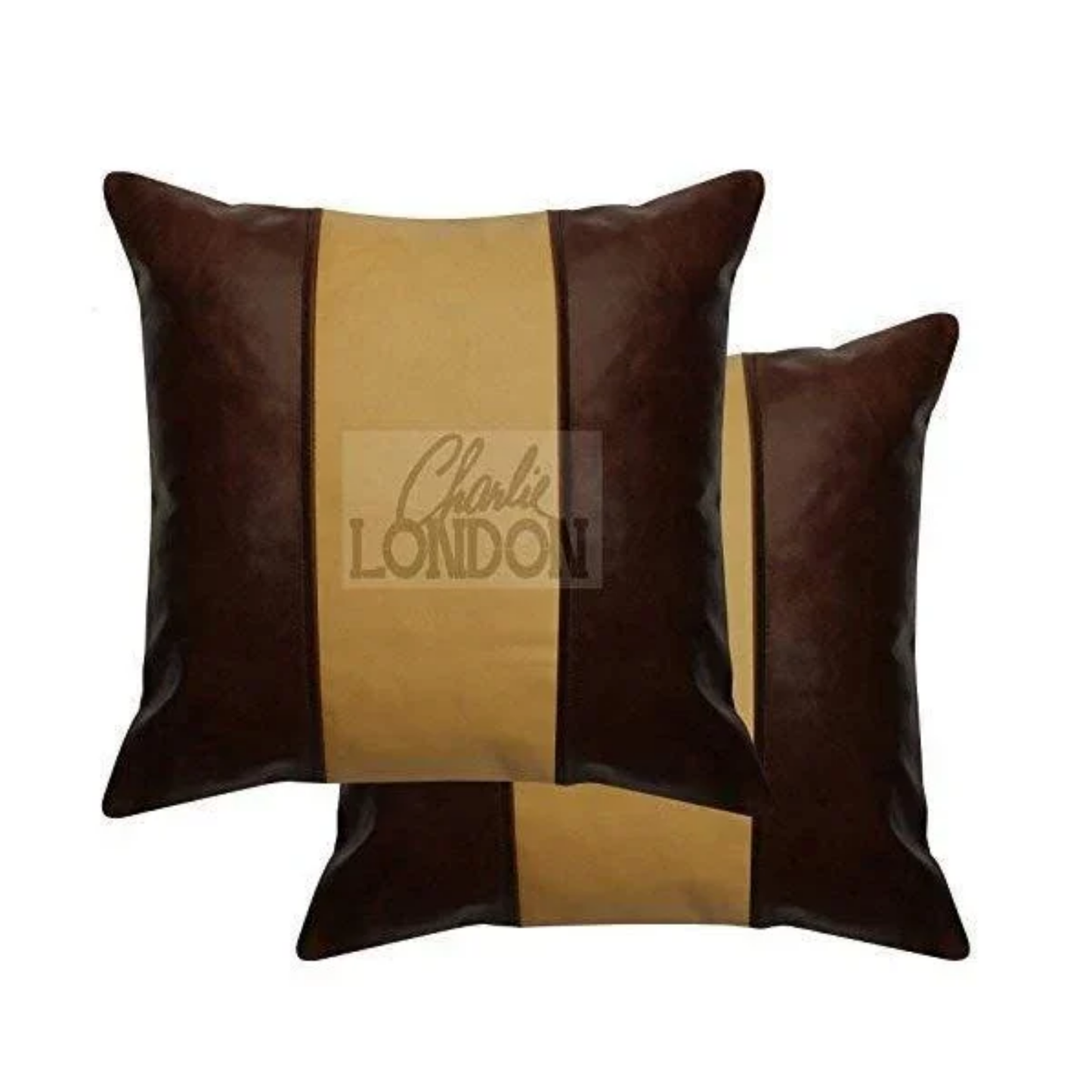 genuine leather cushion covers striped style-set of 2