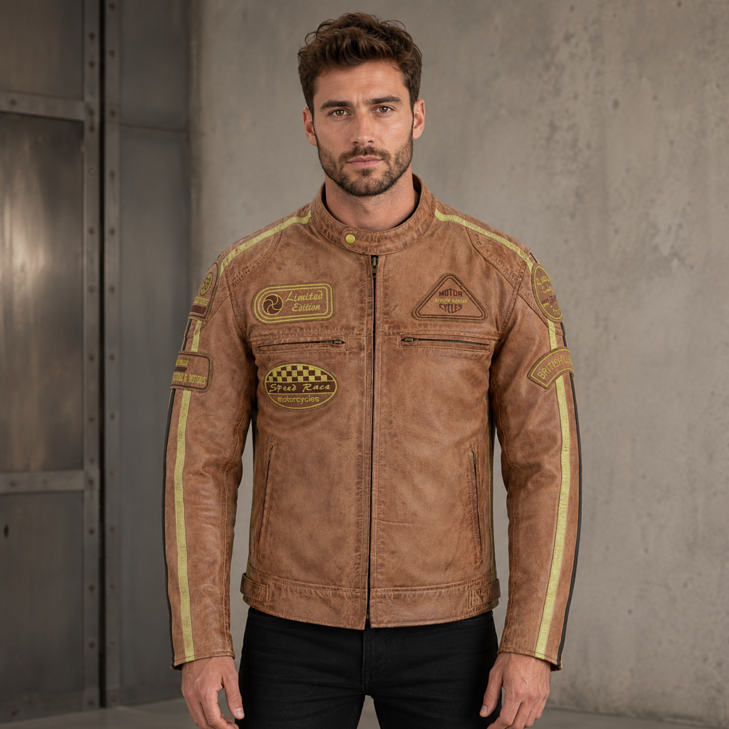 wax leather british motor jacket for men