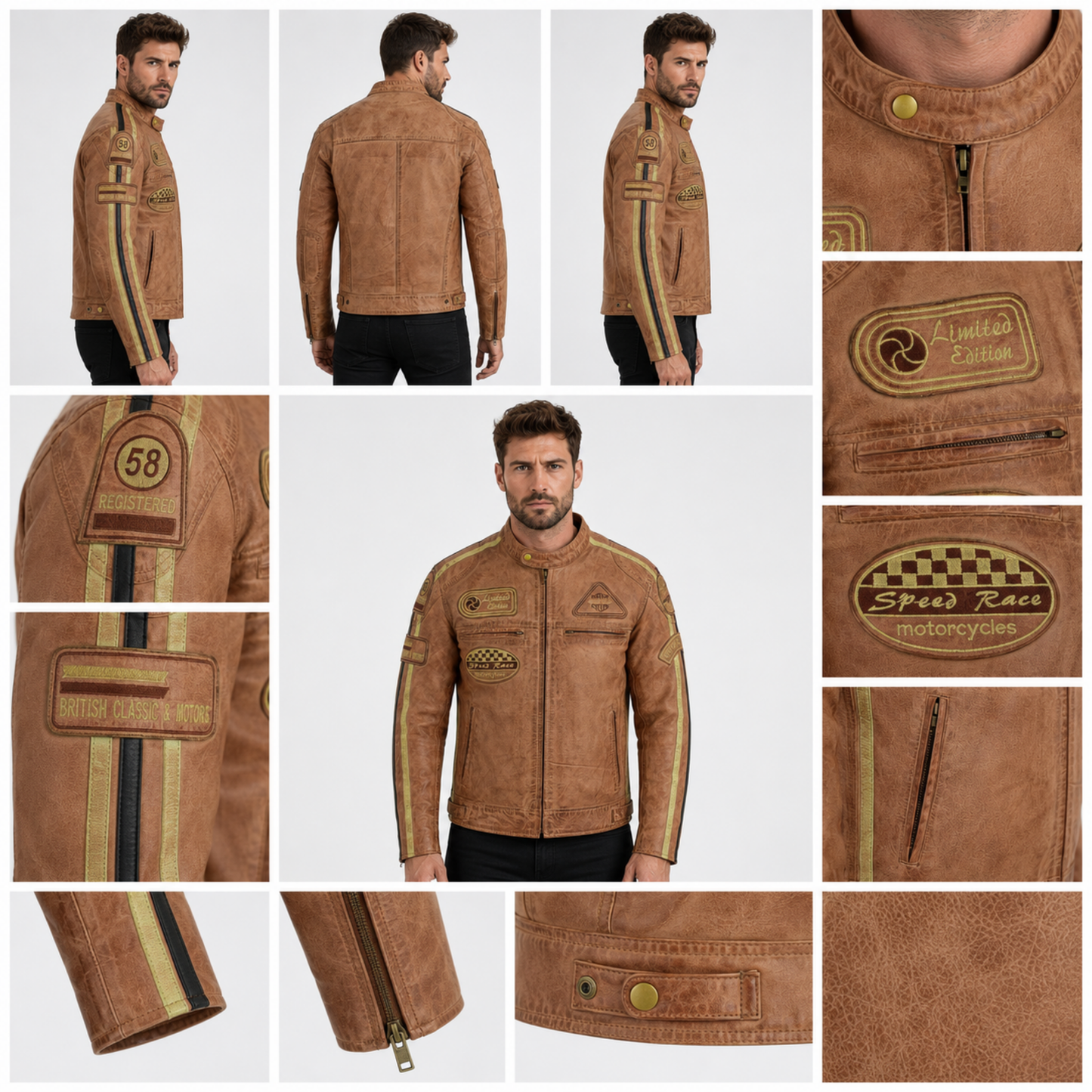 wax leather british motor jacket for men