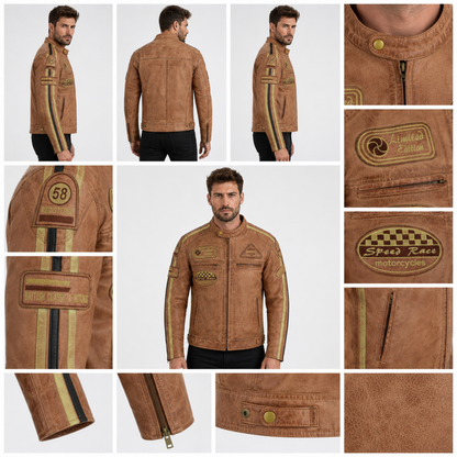 Wax Leather British Motor Jacket for Men