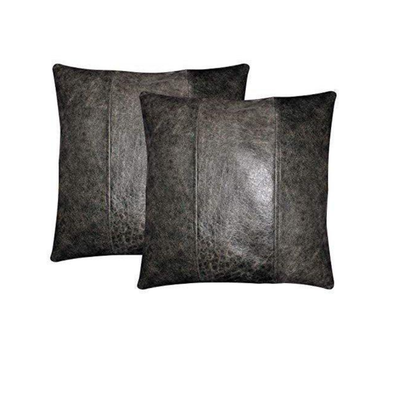 Genuine Leather Cushion Covers Striped Style-Set of 2