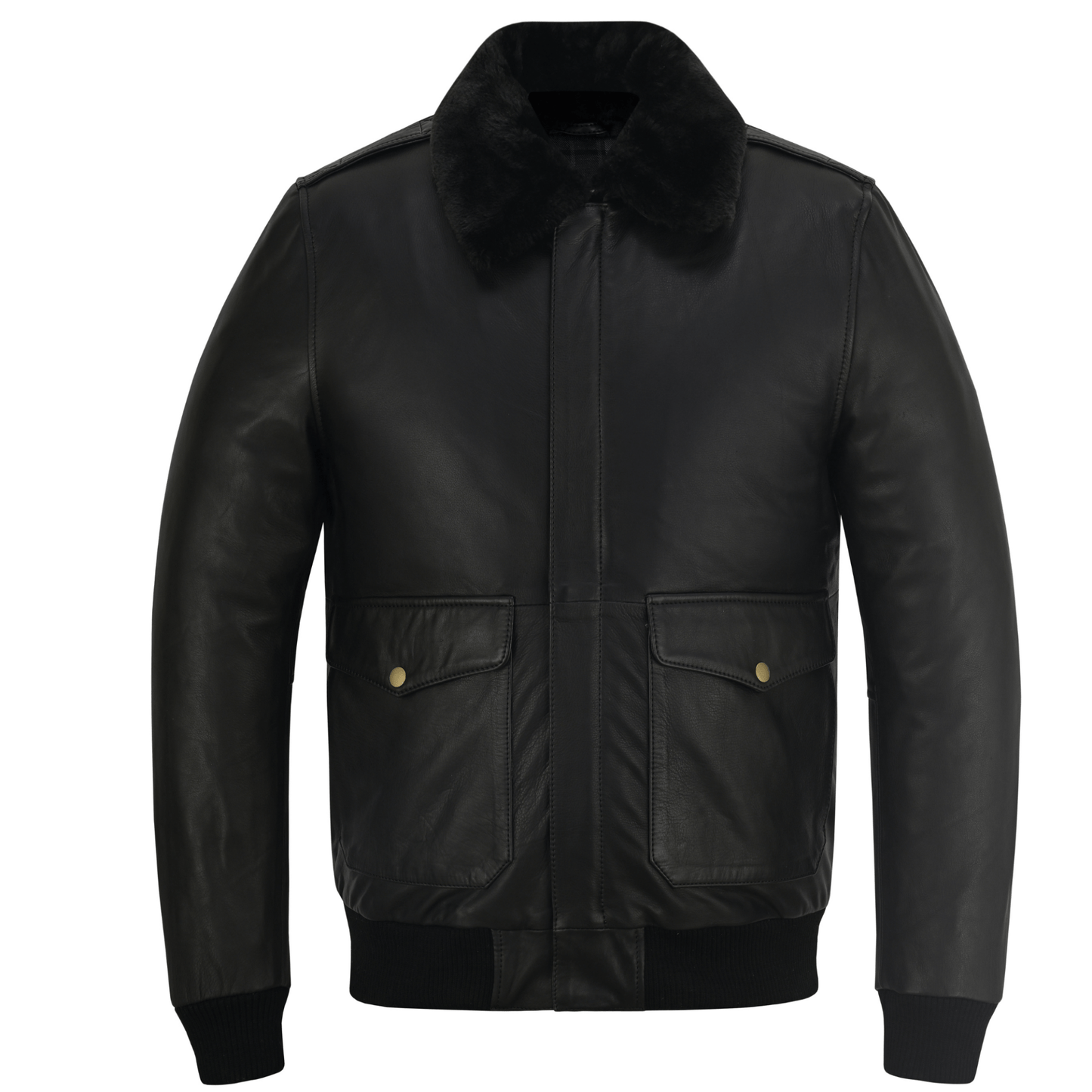 premium cowhide aviator leather jacket with removable fur collars