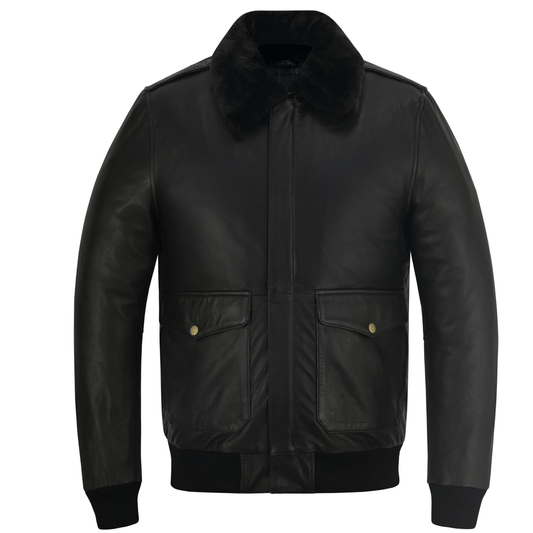 Premium Cowhide Aviator Leather Jacket with Removable Fur Collars