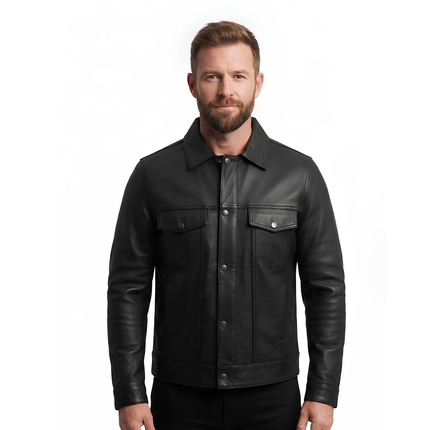 leather jacket motor – fernando's classic black leather trucker jacket