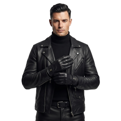 Mens Leather Gloves Vintage Motorcycle Summer Vented Riding Gear