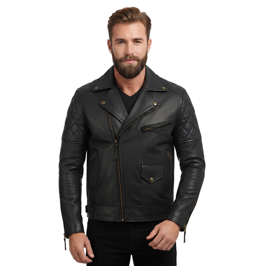 Real Leather Jacket – Ashwood Diamond Quilted Biker Jacket