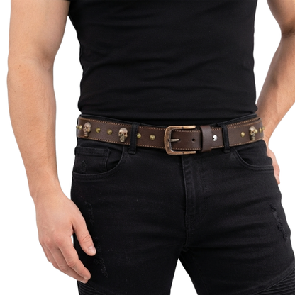 Men's Belts Genuine Leather Westren Skull Style Belt