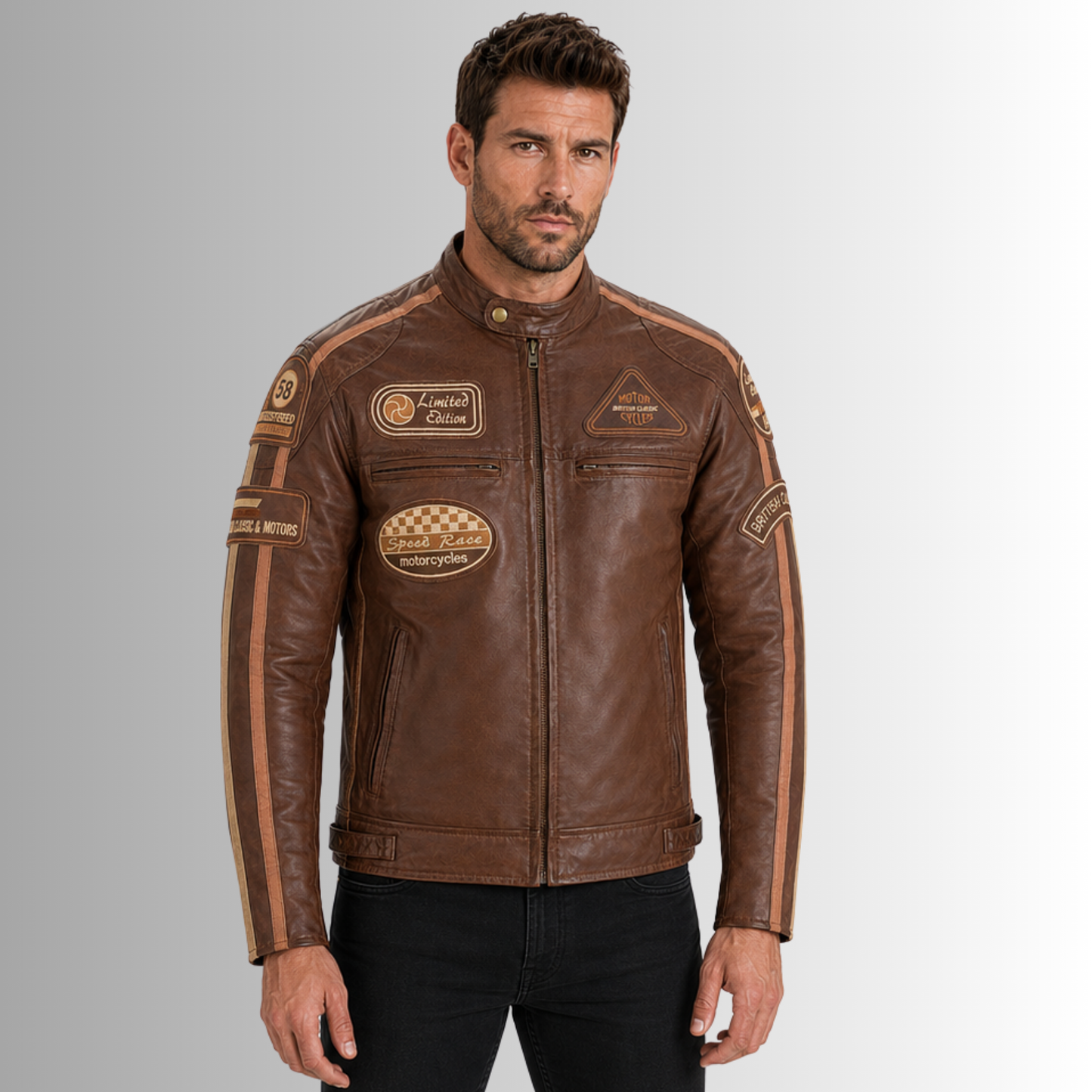 wax leather british motor jacket for men