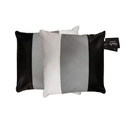 Genuine Leather Cushion Covers Striped Style-Set of 2