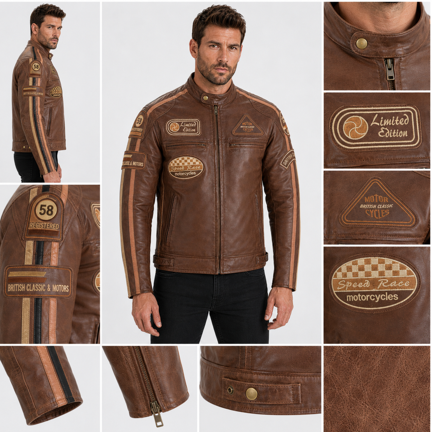 wax leather british motor jacket for men