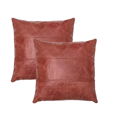 Genuine Leather Cushion Covers Striped Style-Set of 2