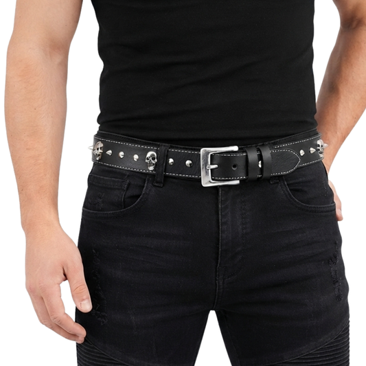 Men's Belts Genuine Leather Westren Skull Style Belt