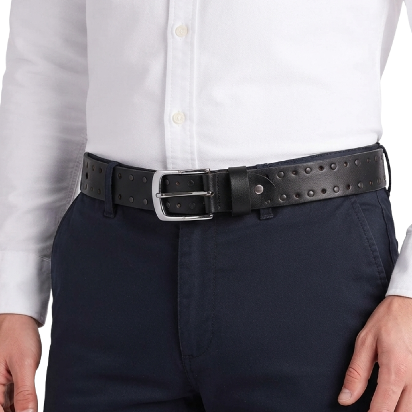 men's belts genuine leather crazy rivets casual belt