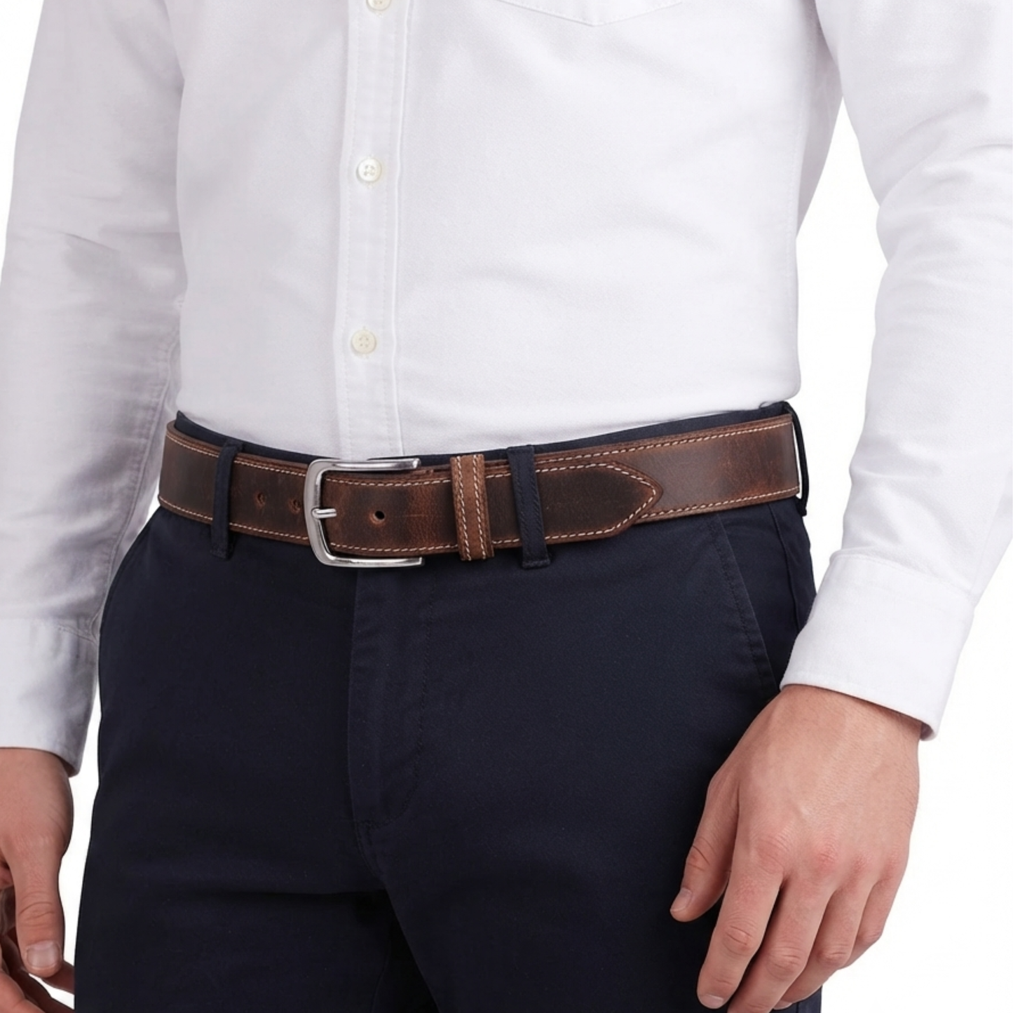 mens belts – genuine leather double stitch casual belt by gallanto
