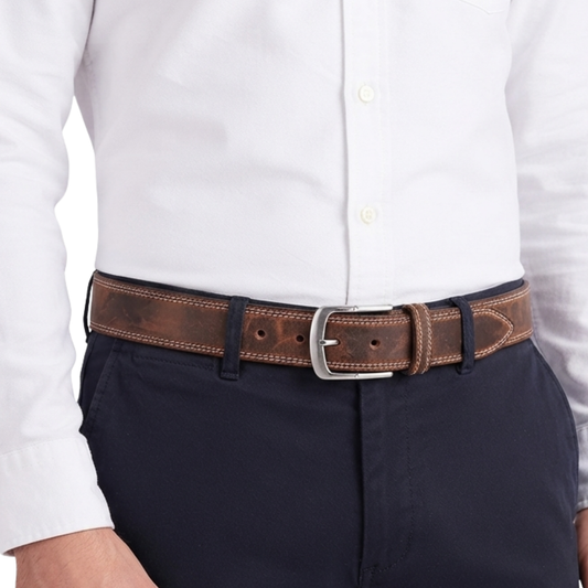 Leather Belts for Men – Genuine Triple Stitch Casual Belt by Gallanto