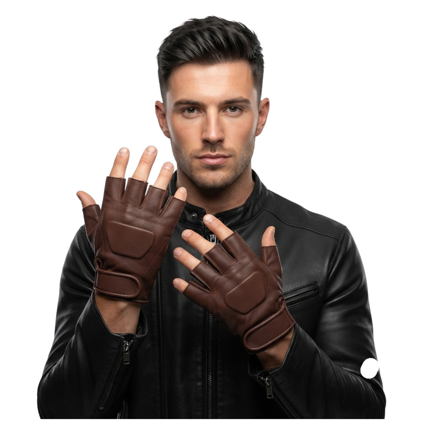 leather fingerless gloves – premium half finger driving & riding gloves