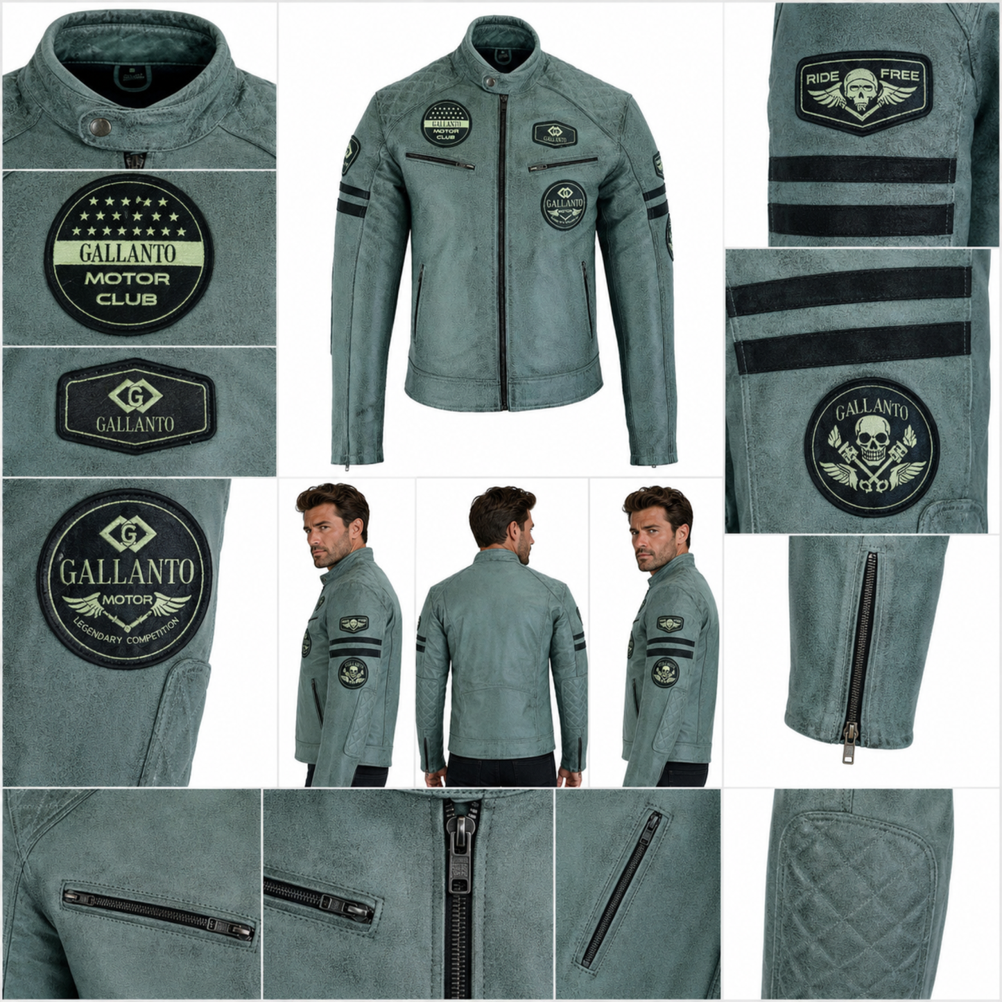 men's biker jackets grey real leather motorcycle jacket for riding