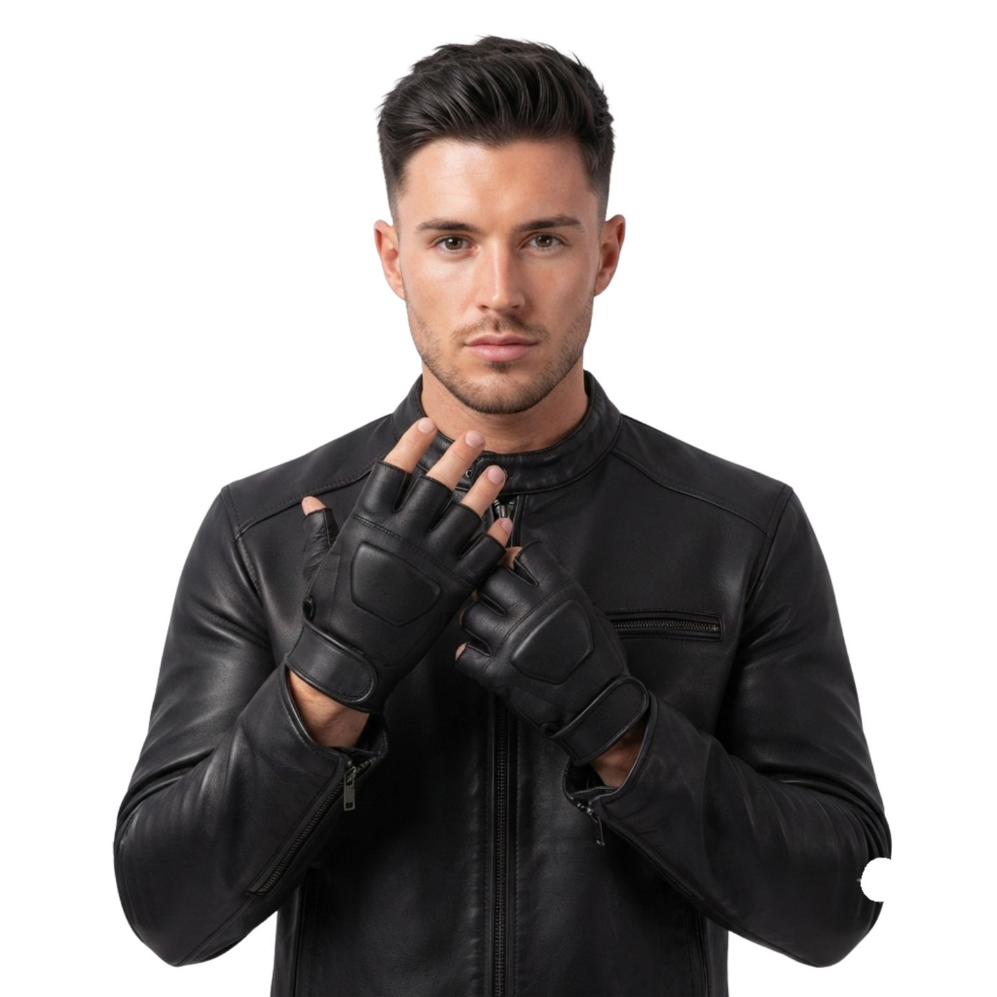 leather fingerless gloves – premium half finger driving & riding gloves