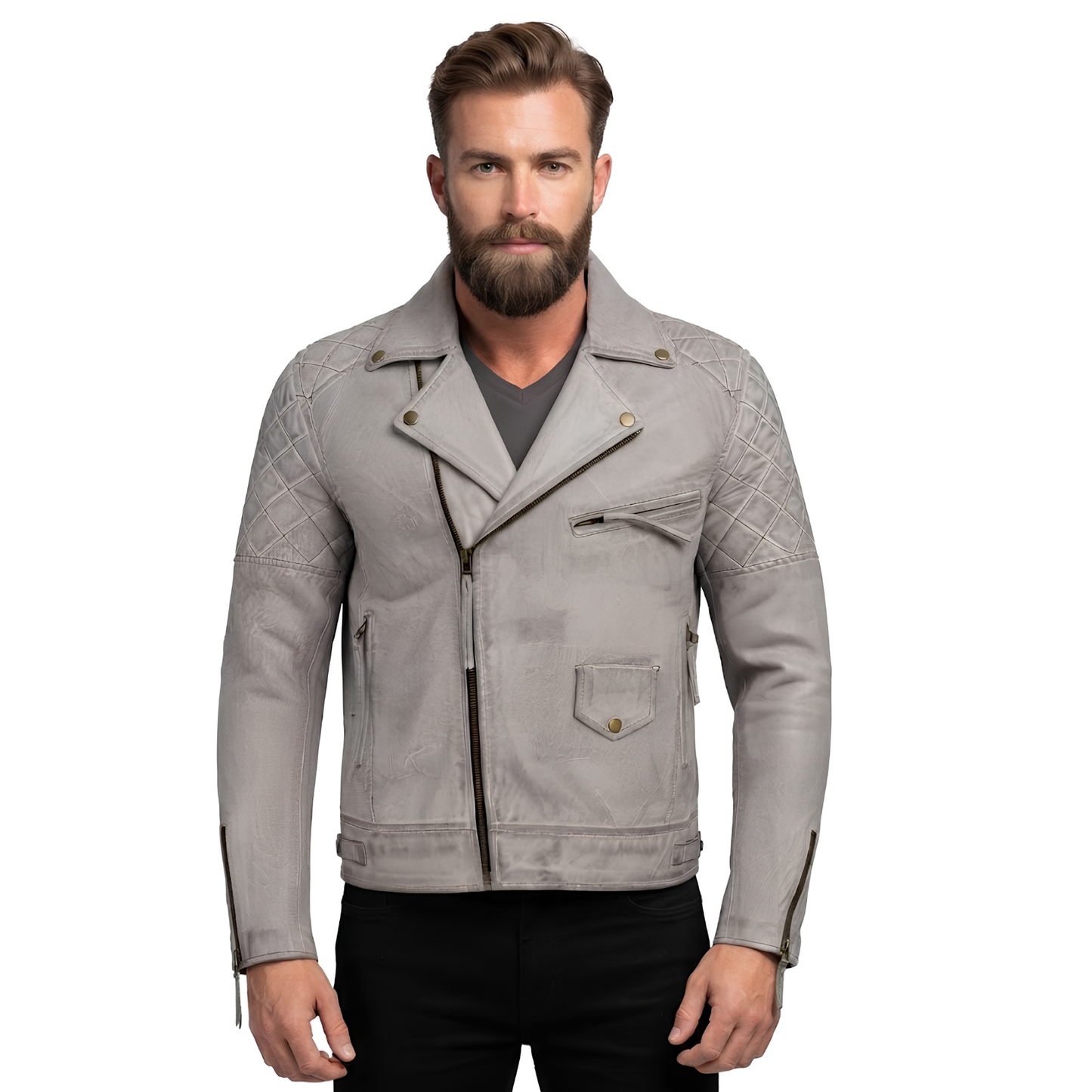 real leather jacket – ashwood diamond quilted biker jacket