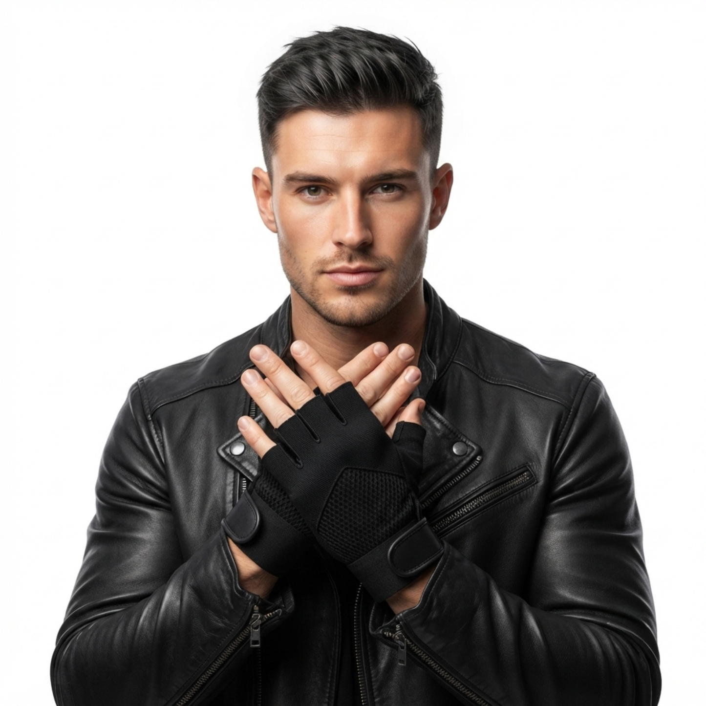 leather fingerless gloves – premium half finger driving & riding gloves