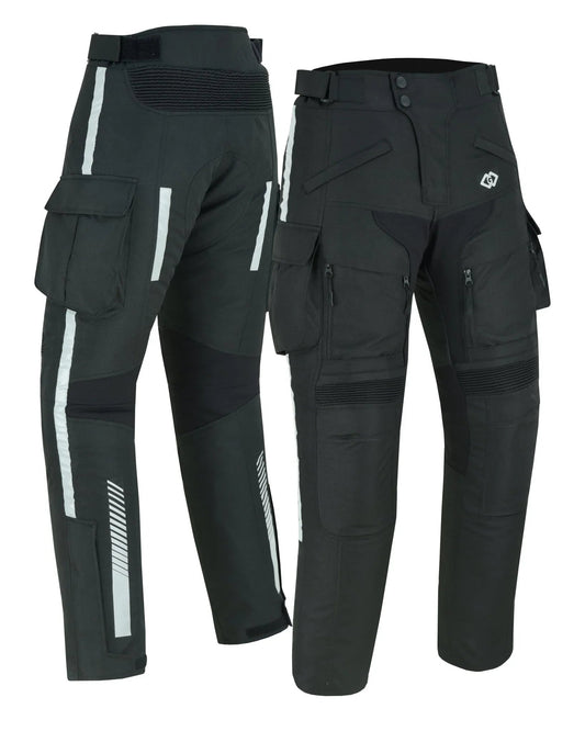Mens Cargo Trousers | Black Waterproof Motorcycle Biker Pants