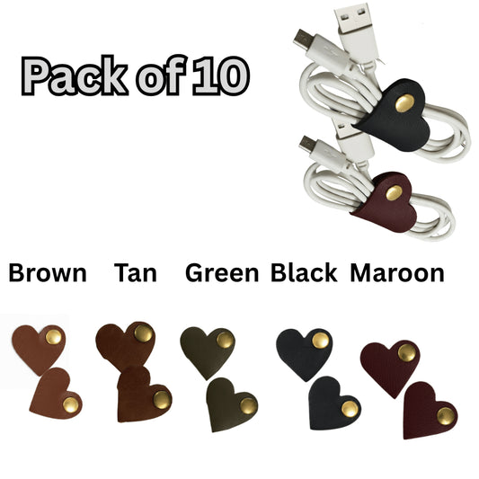 Premium Cable Holder Leather Cord Organiser Clips Set of 10 Pieces