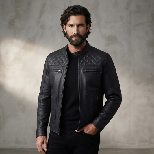 Motorcycle Leather Jacket in Premium Cowhide with CE Protection